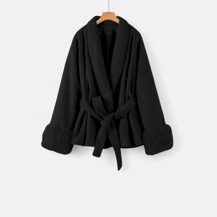 Maison Dresson | Women’s Faux-Fur Coat – Ivy League Lace-Up Elegance