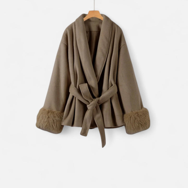 Maison Dresson | Women’s Faux-Fur Coat – Ivy League Lace-Up Elegance
