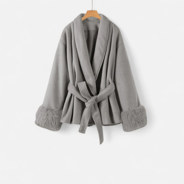 Maison Dresson | Women’s Faux-Fur Coat – Ivy League Lace-Up Elegance
