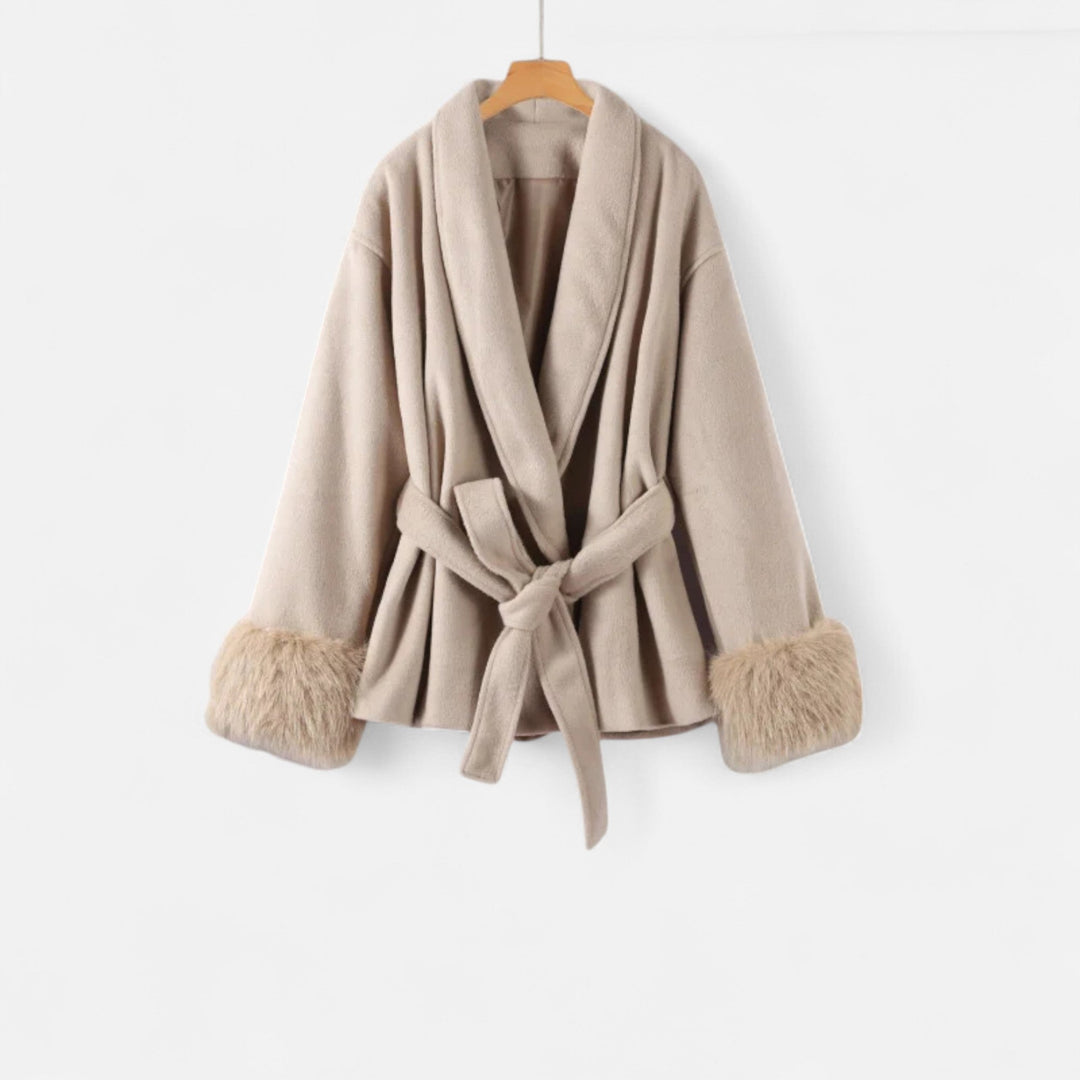 Maison Dresson | Women’s Faux-Fur Coat – Ivy League Lace-Up Elegance