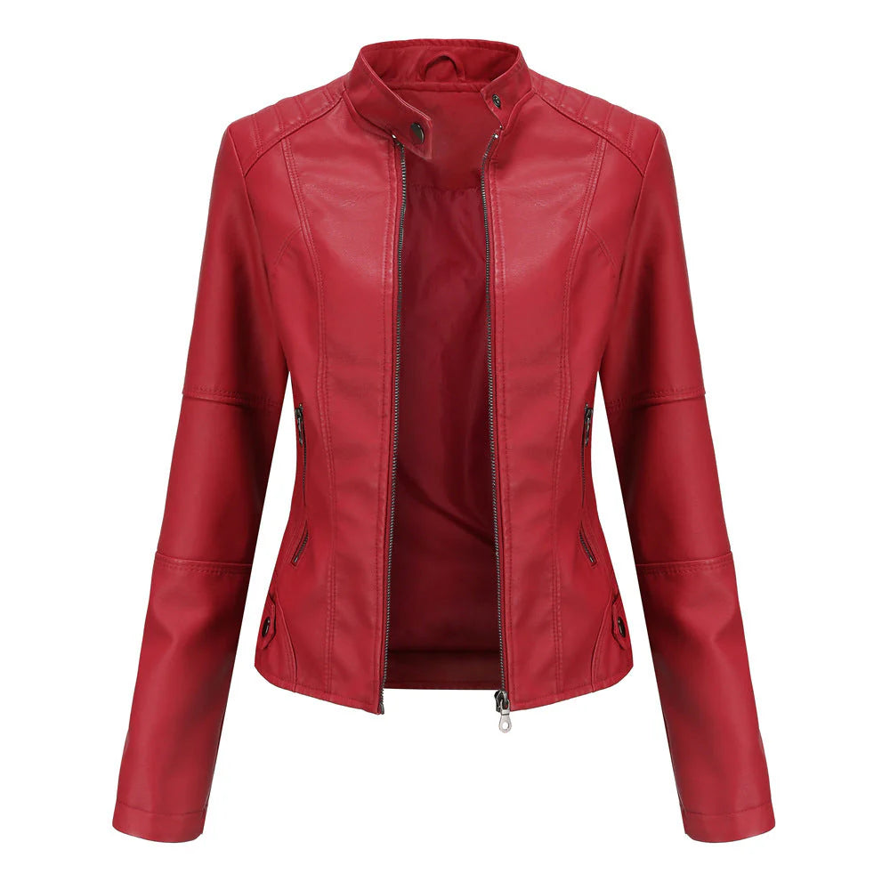 Women's Faux-Leather Zip Jacket