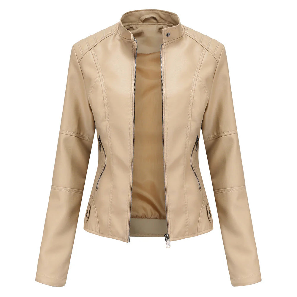 Women's Faux-Leather Zip Jacket