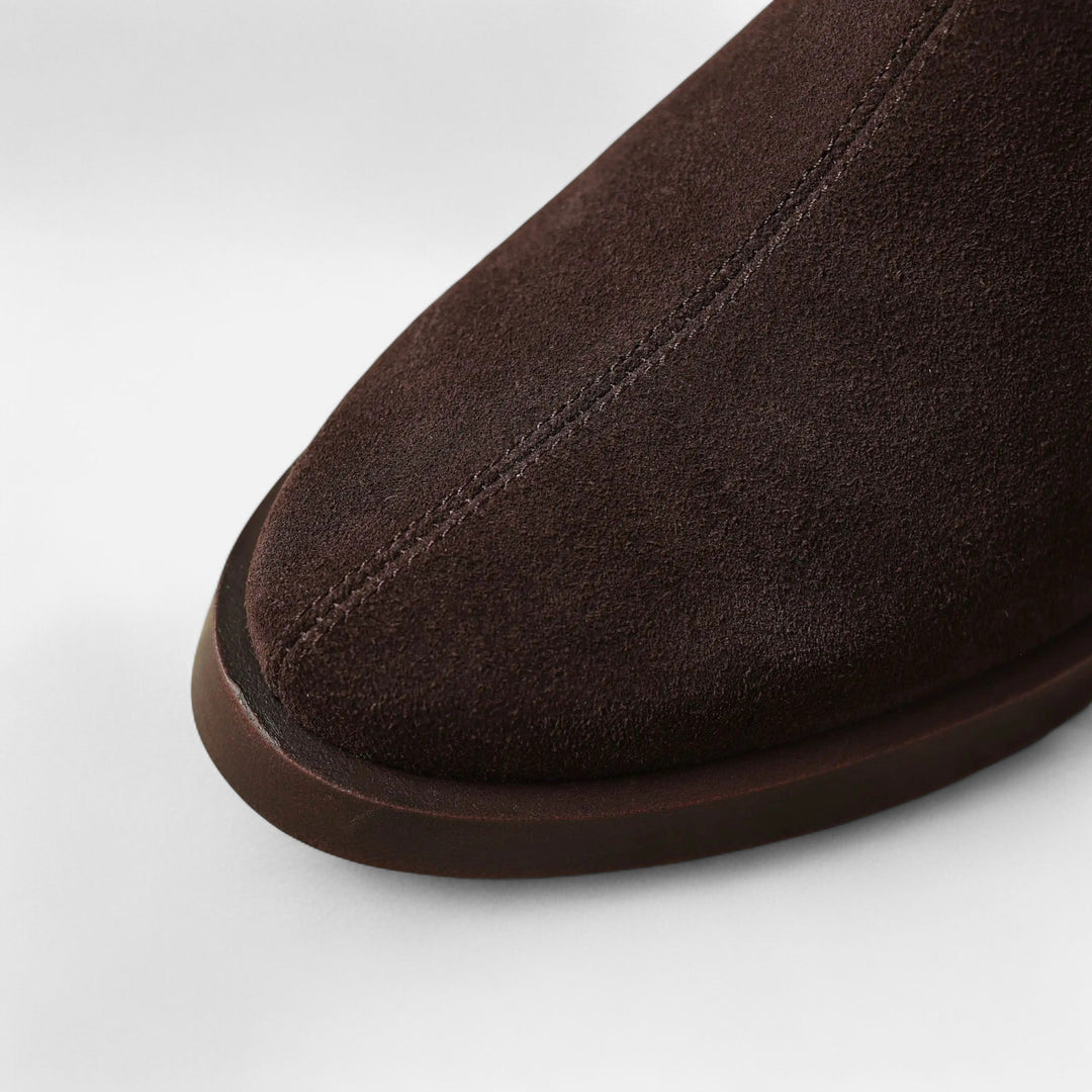 Maison Dresson | Women’s Suede Ankle Boots – Square Toe Mid-Heel