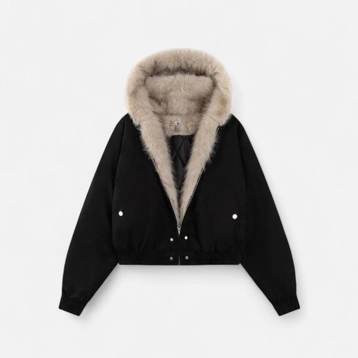 Maison Dresson | Women’s Winter Hooded Coat – Fur Collar Vintage Style