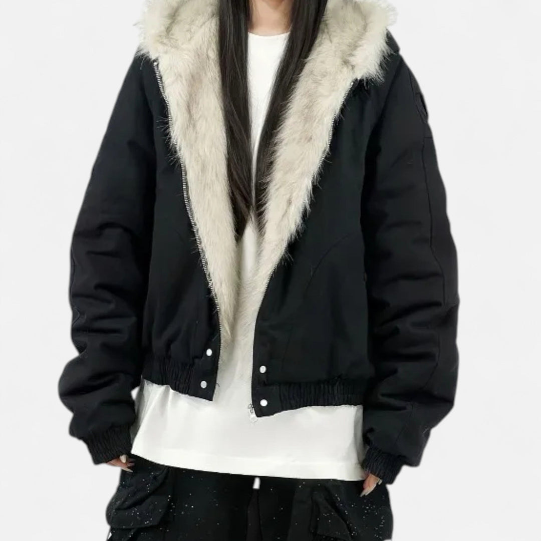 Maison Dresson | Women’s Winter Hooded Coat – Fur Collar Vintage Style