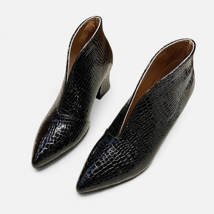 Maison Dresson | Women’s Patent Leather V-Cut Ankle Boots