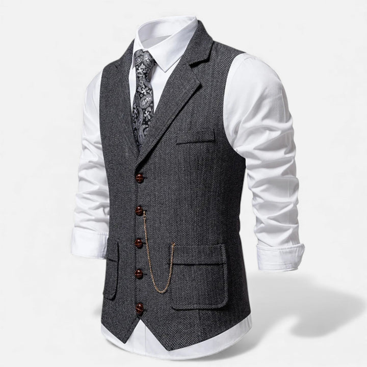 Maison Dresson | Men’s Vintage Tweed Suit Vest with Lapel Chain