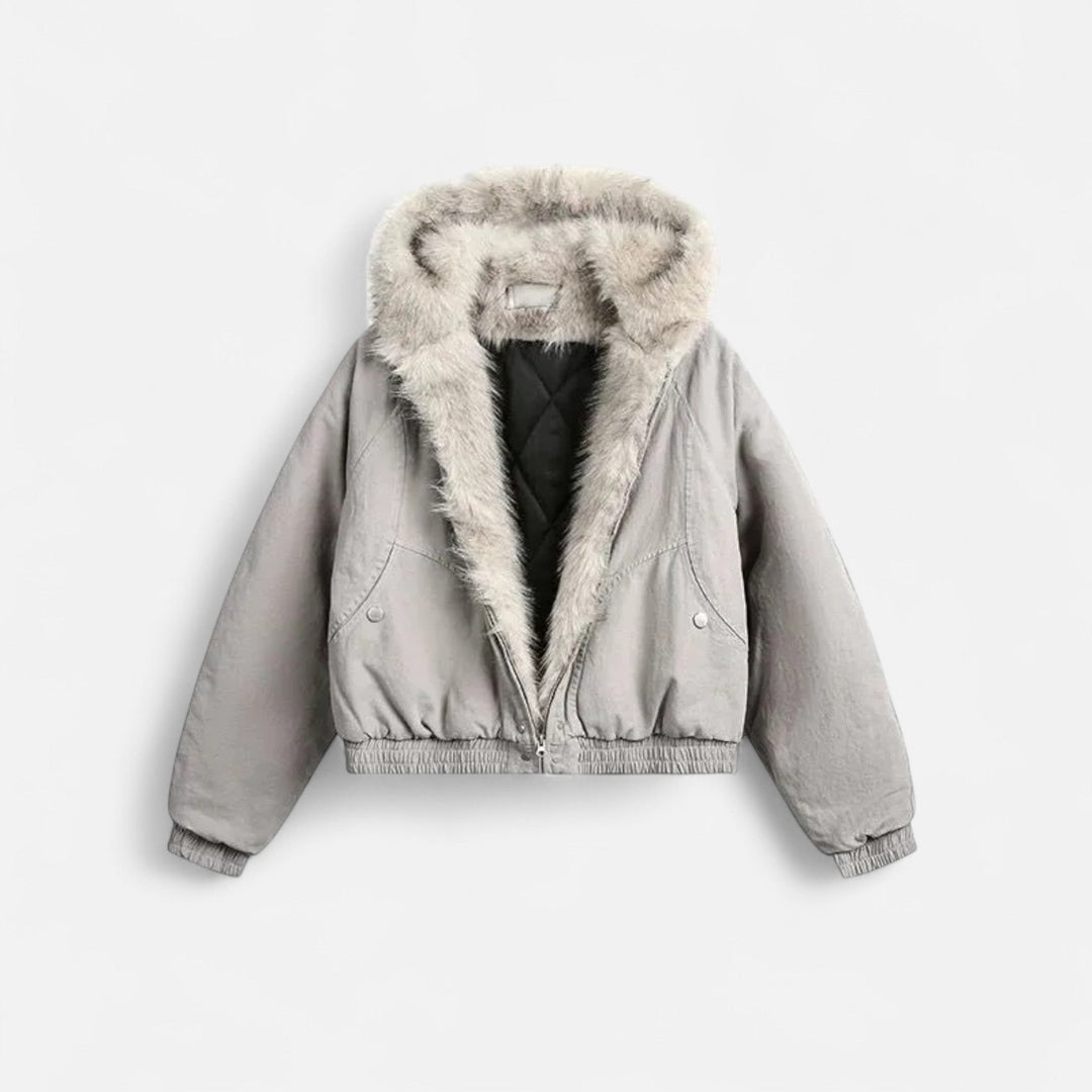 Maison Dresson | Women’s Winter Hooded Coat – Fur Collar Vintage Style