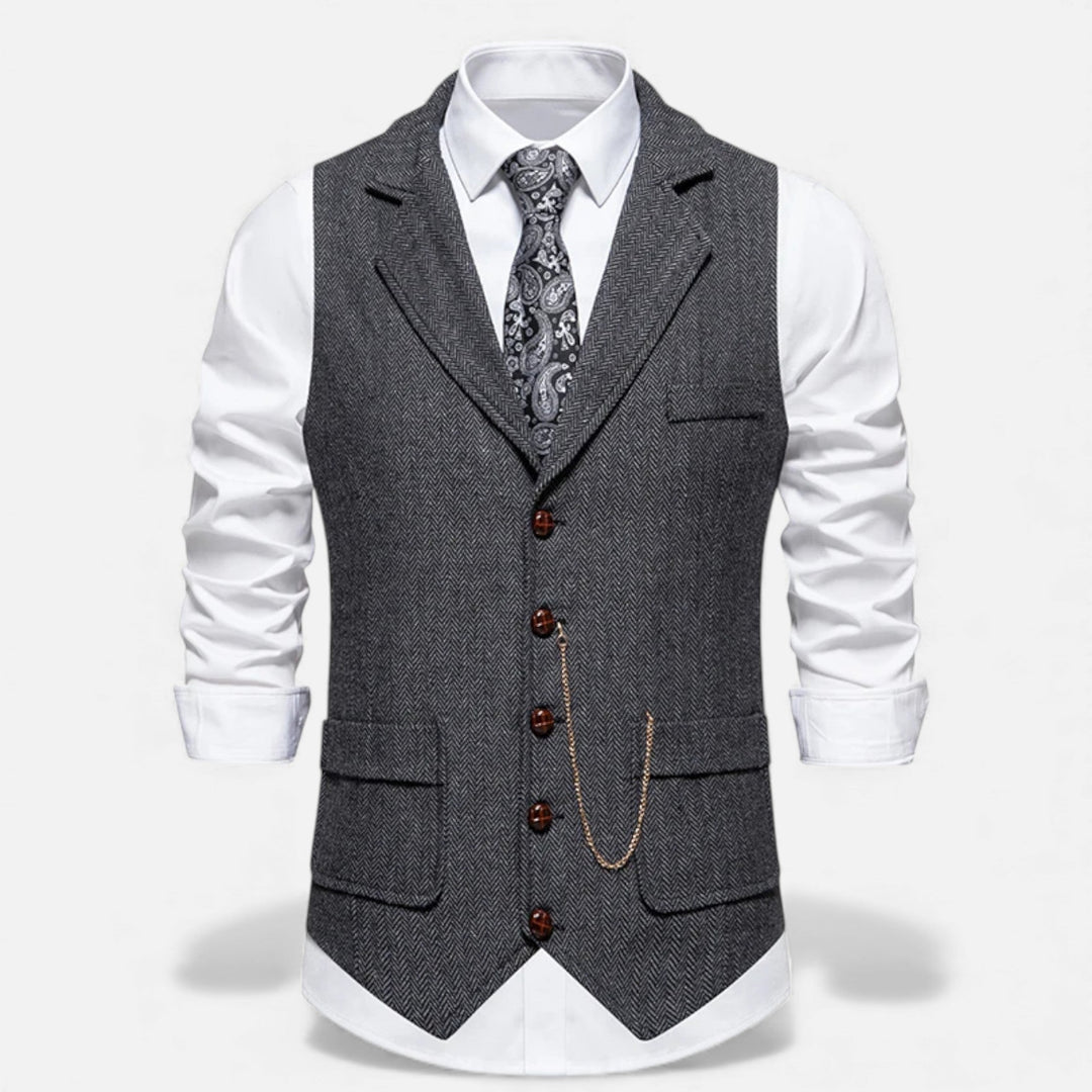 Maison Dresson | Men’s Vintage Tweed Suit Vest with Lapel Chain