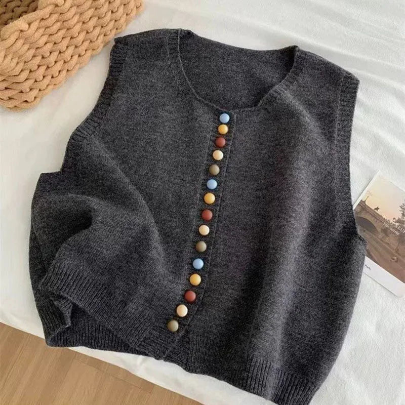 Margot | Color-Button Knit Vest