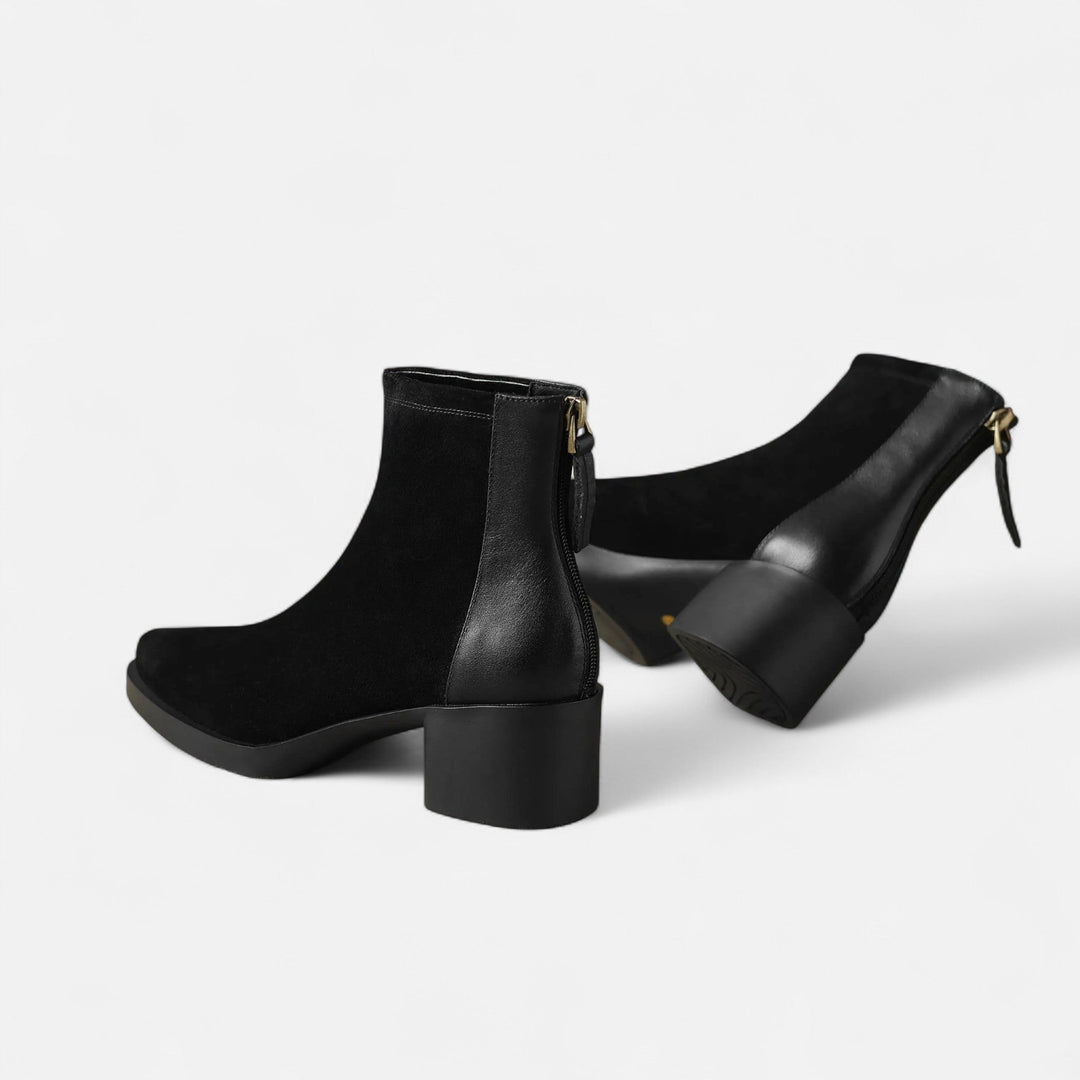 Maison Dresson | Women’s Suede Ankle Boots – Square Toe Mid-Heel