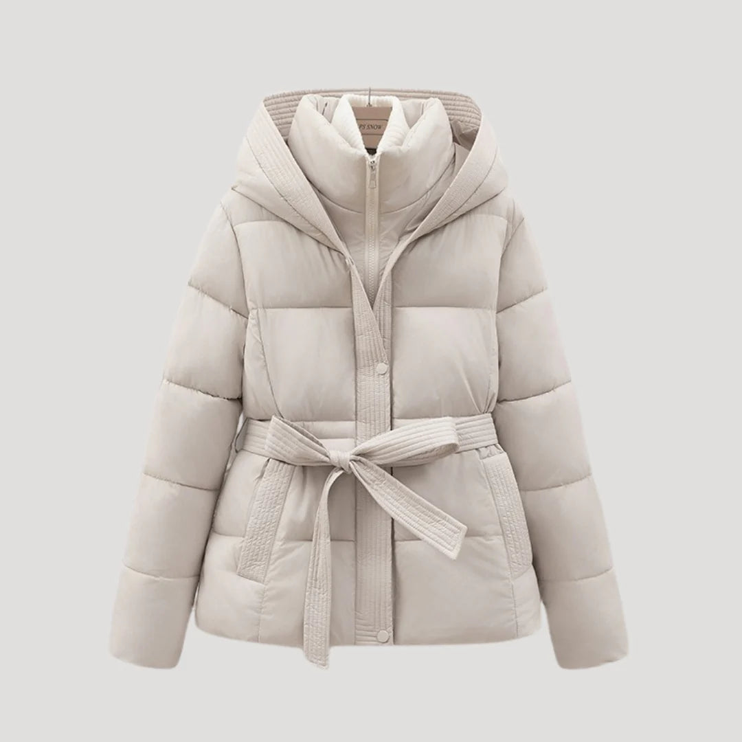Aurora | Women’s winter puffer jacket with hood and belt