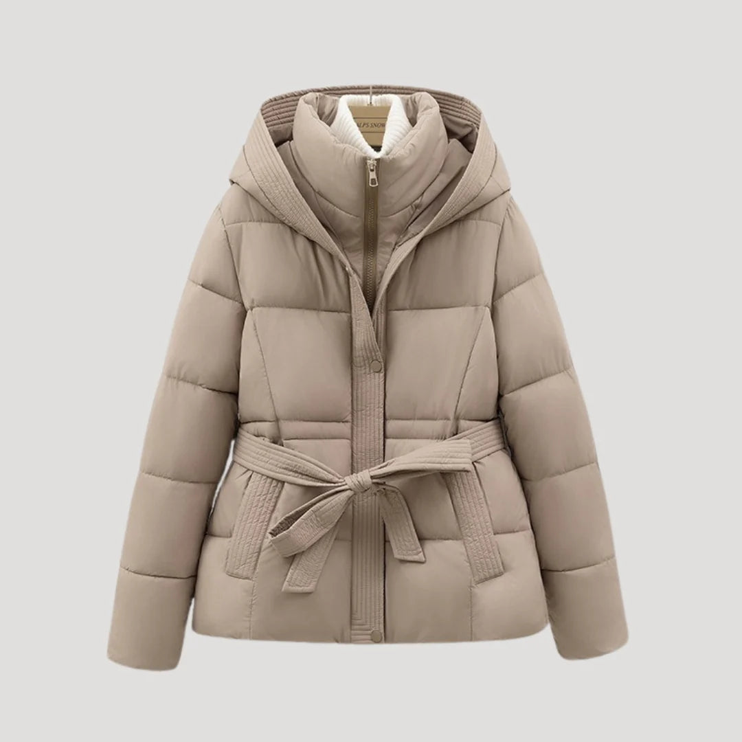 Aurora | Women’s winter puffer jacket with hood and belt