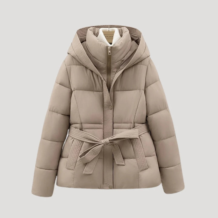 Aurora | Women’s winter puffer jacket with hood and belt