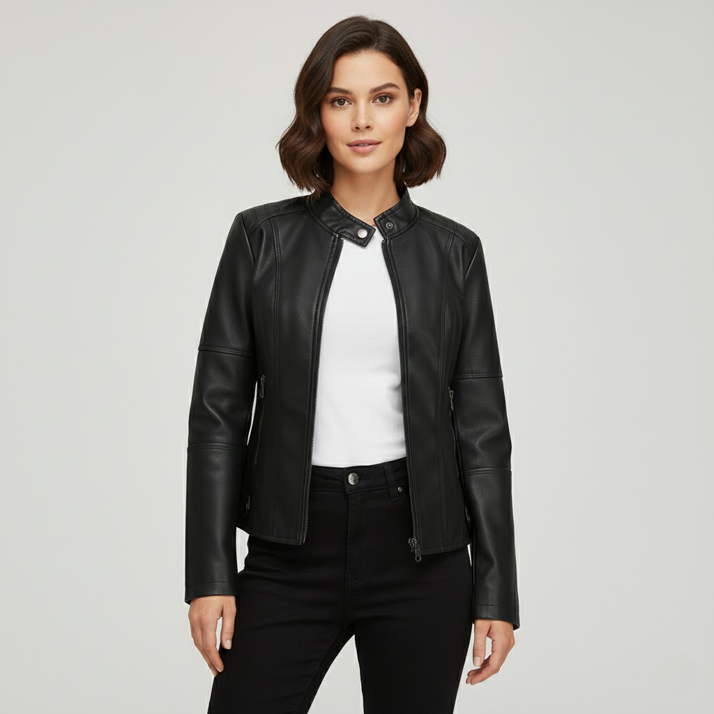 Women's Faux-Leather Zip Jacket