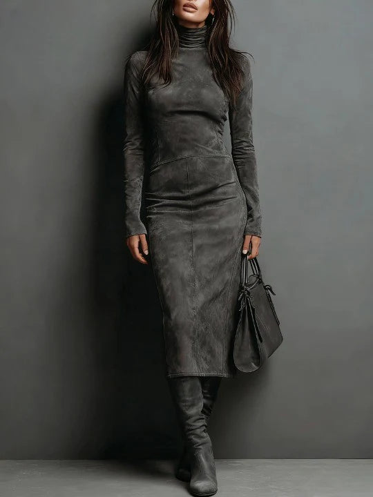 Kelly | Vestido midi con cuello alto y manga larga