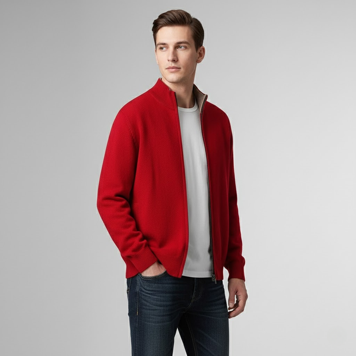 Men's Cashmere Zip Cardigan