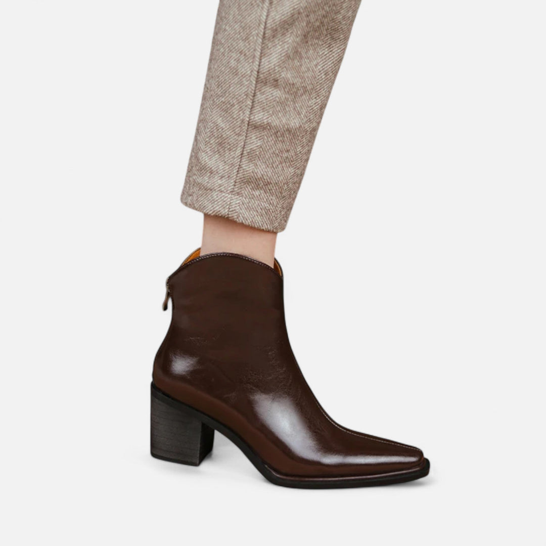Maison Dresson | Women’s Pointed Toe PU Leather Heeled Boots