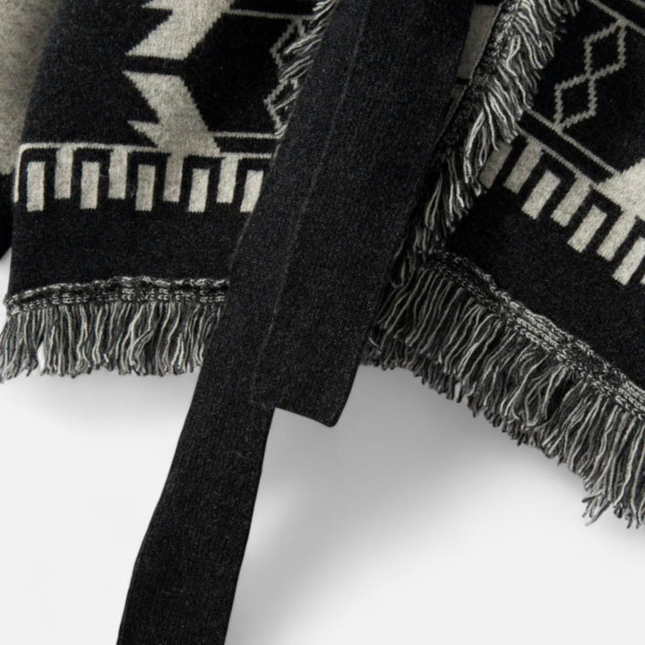 Maison Dresson | Women’s 100% Cashmere Tassel Cardigan – Vintage Jacquard Elegance