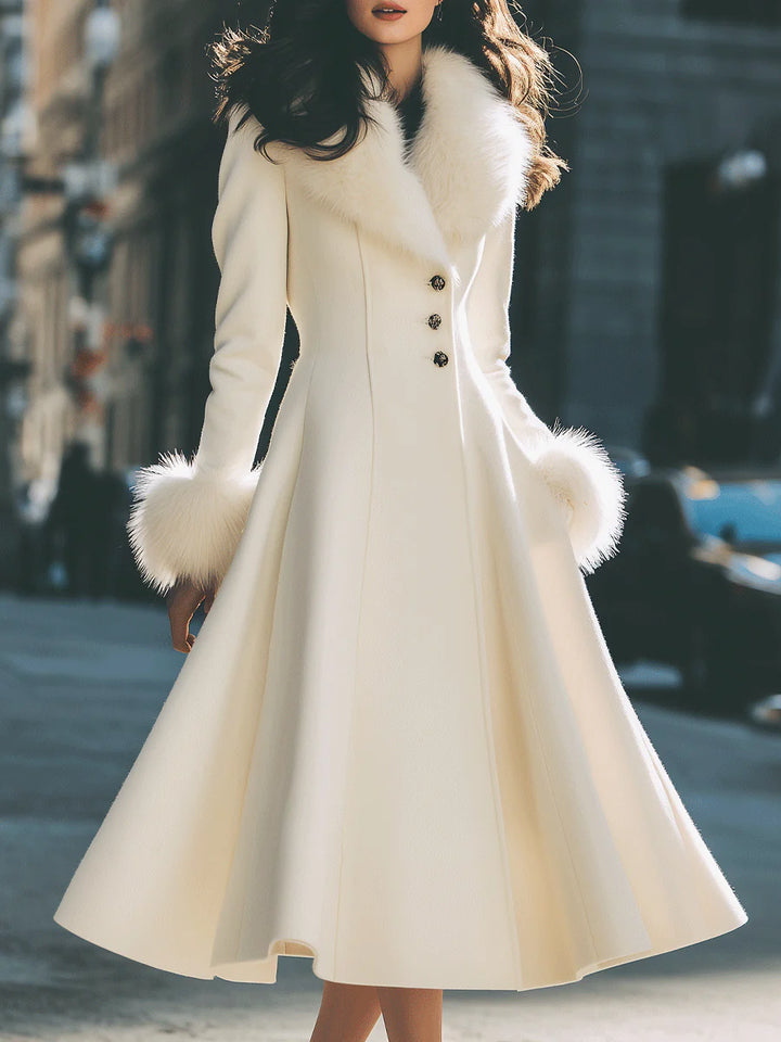 Zara | Flared Coat With Faux Fur Collar And Cuffs
