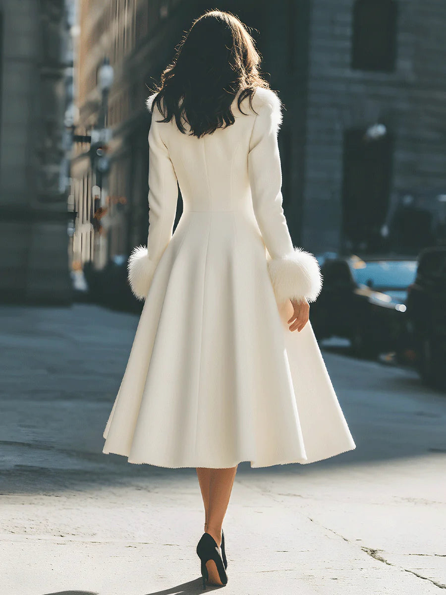 Zara | Flared Coat With Faux Fur Collar And Cuffs