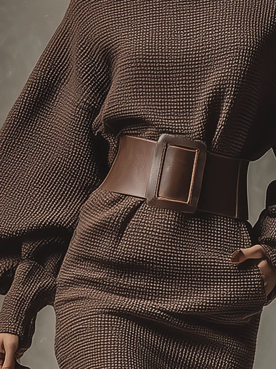 Esther | Short knit dress with structured belt