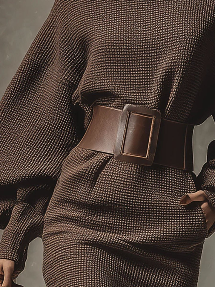 Esther | Short knit dress with structured belt