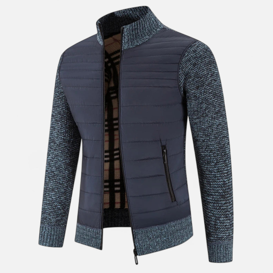 Maison Dresson Men's Fleece Patchwork Jacket with Stand Collar