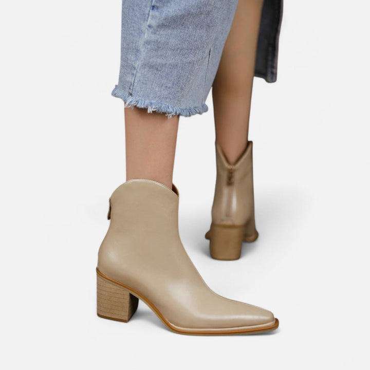 Maison Dresson | Women’s Pointed Toe PU Leather Heeled Boots