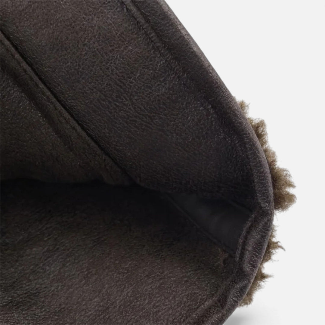 Maison Dresson | Women’s Reversible Brown Teddy Jacket with Turn-Down Collar