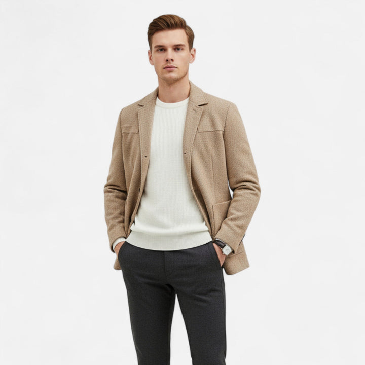 Maison Dresson Men's Wool-Blend Jacket – Sleek Business Lapel, Timeless Elegance