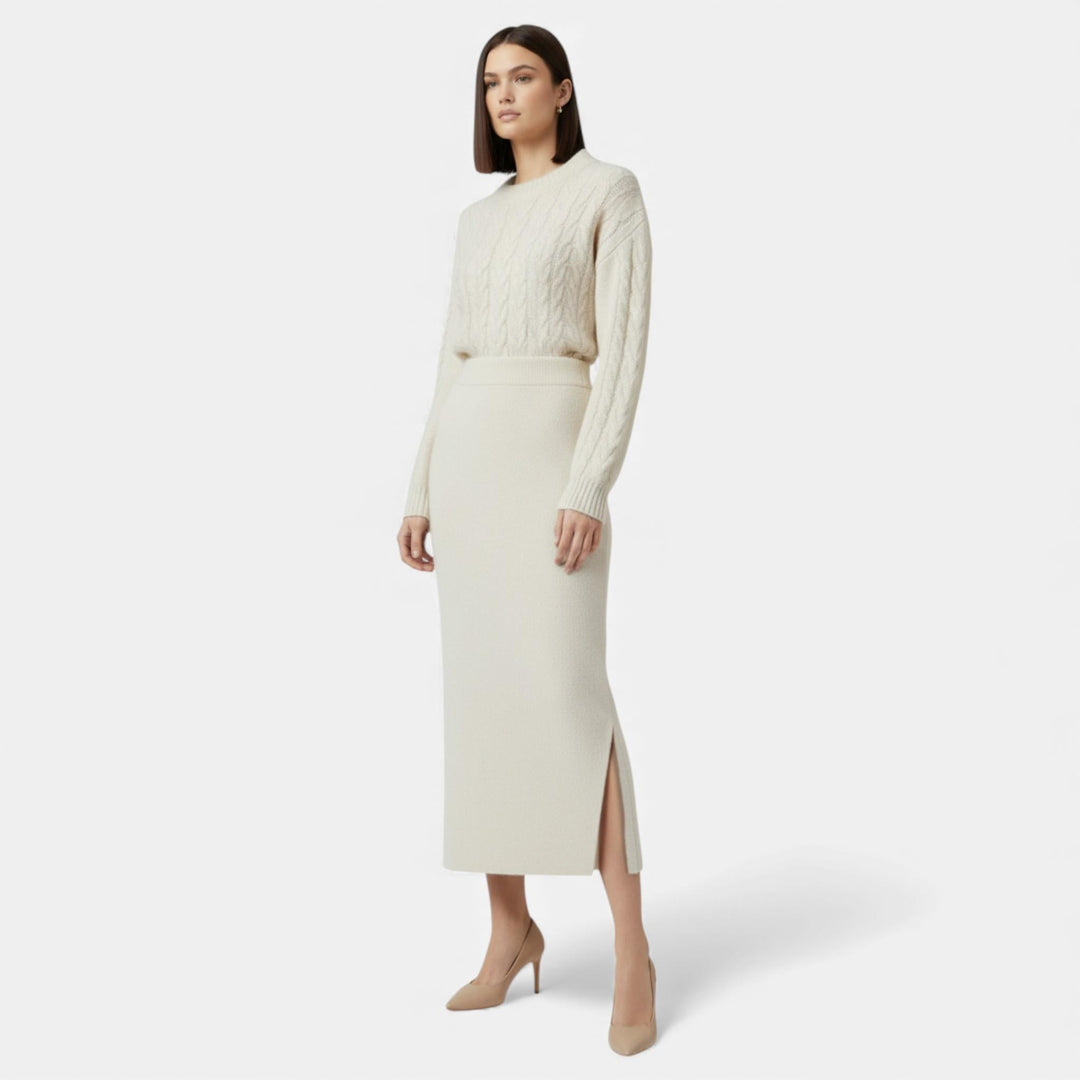 Maison Dresson | Women’s Wool A-Line Split Midi Skirt
