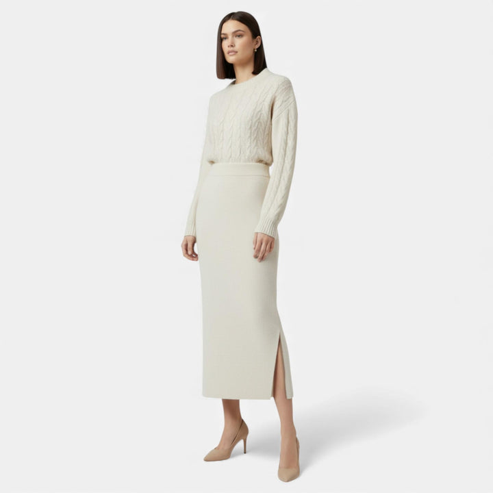 Maison Dresson | Women’s Wool A-Line Split Midi Skirt