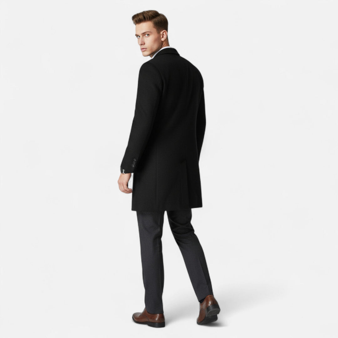 Veroux Mode | Men’s Wool Overcoat – Classic Tailored Elegance