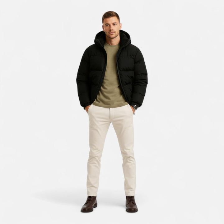 Veroux Mode | Men’s Puffer Jacket – Lightweight Hooded Insulated Elegance