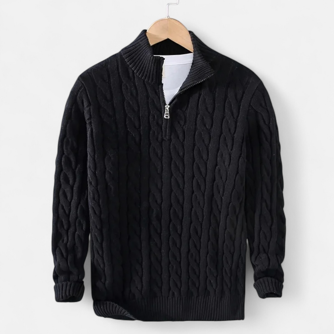 Maison Dresson | Men’s Thick-Knit Turtleneck Zip Sweater