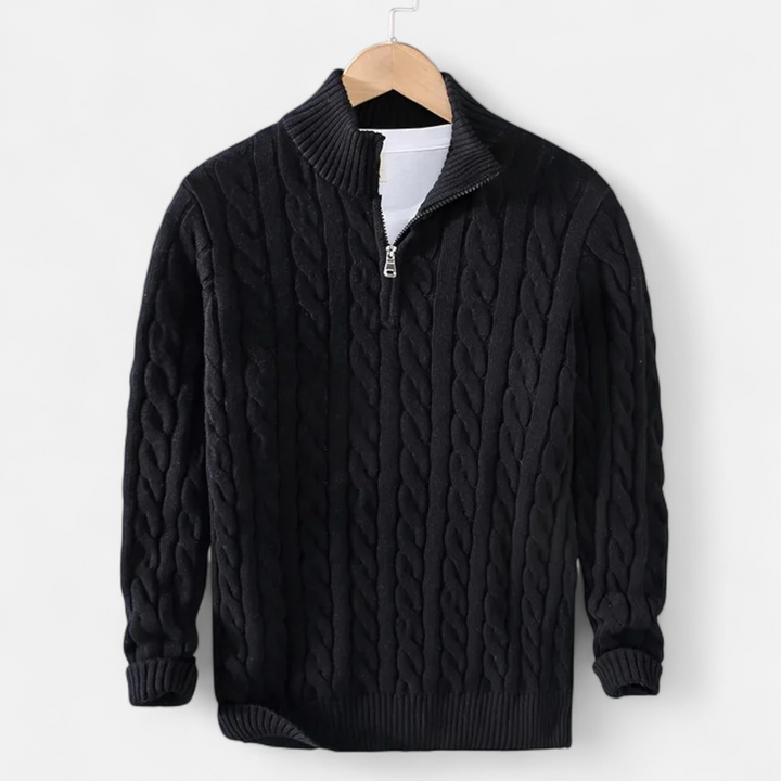 Maison Dresson | Men’s Thick-Knit Turtleneck Zip Sweater
