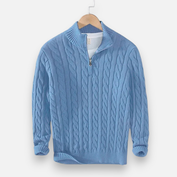 Maison Dresson | Men’s Thick-Knit Turtleneck Zip Sweater