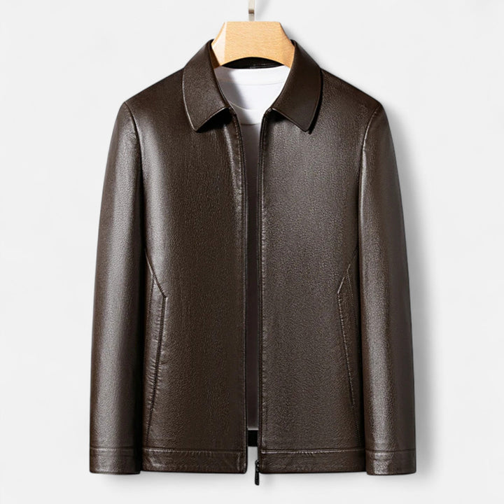 Maison Dresson Men's PU Leather Jacket with Stand Collar – Timeless Autumn Elegance