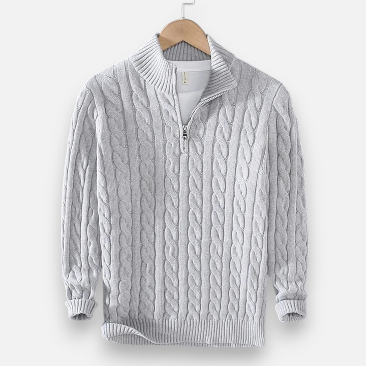 Maison Dresson | Men’s Thick-Knit Turtleneck Zip Sweater