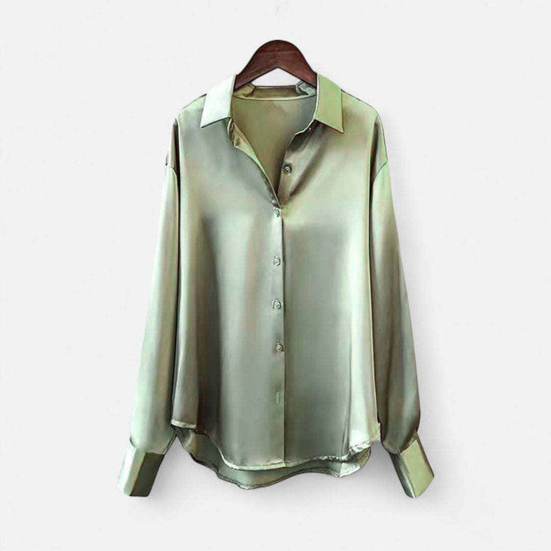 Maison Dresson | Women’s Silk Satin Blouse – Autumn Poise Edition