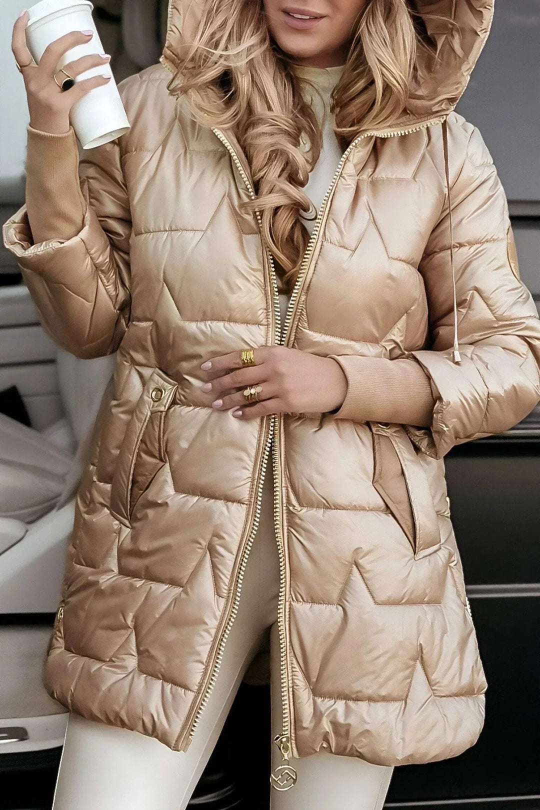 Hannah | Long Quilted Hooded Coat