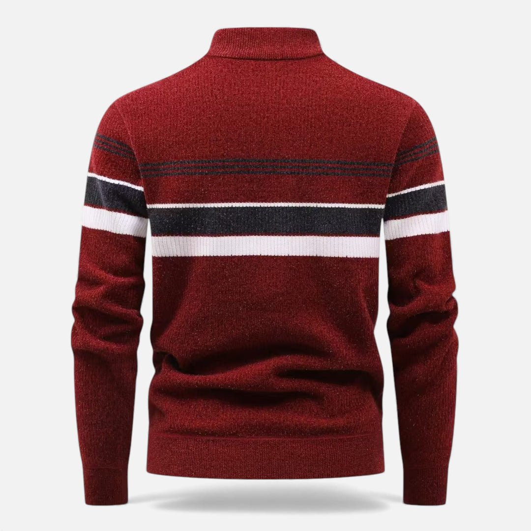 Maison Dresson | Men’s Thick Half-Zip Striped Knit Sweater