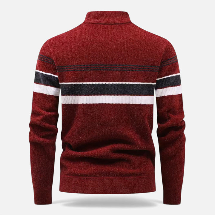 Maison Dresson | Men’s Thick Half-Zip Striped Knit Sweater