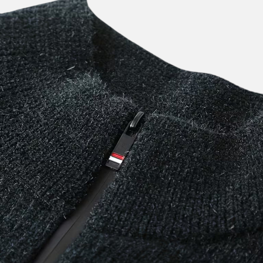 Maison Dresson | Men’s Thick Half-Zip Striped Knit Sweater