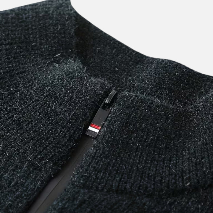 Maison Dresson | Men’s Thick Half-Zip Striped Knit Sweater