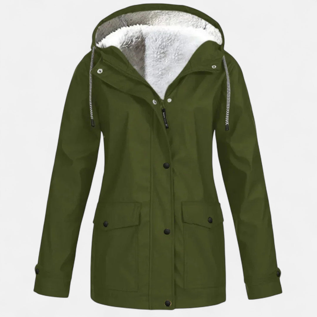 Maison Dresson | Women’s Hooded Ski Coat in Plush Velvet Windproof