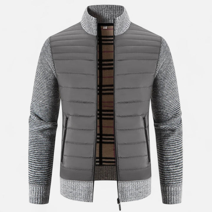 Maison Dresson Men's Fleece Patchwork Jacket with Stand Collar